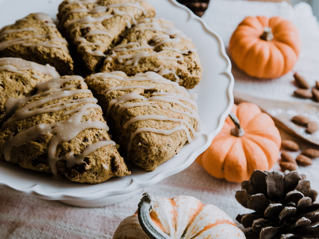 Pumpkin Scones with Brown Sugar Glaze