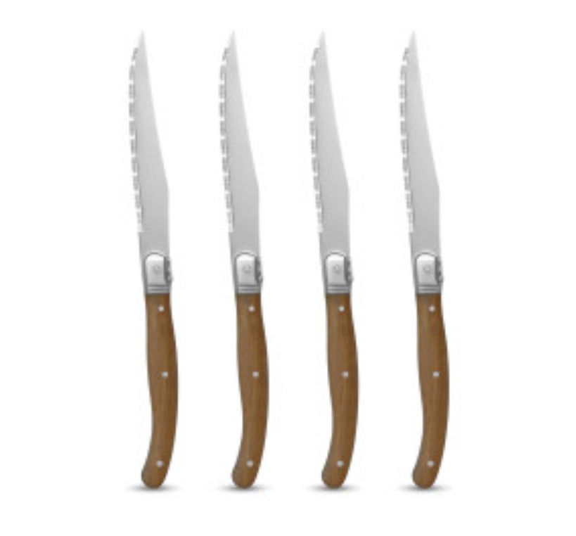 Laguiole Set/4 Steak Knife Set (Natural Brown handle)