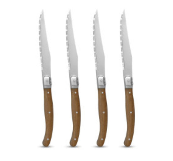 Laguiole Set/4 Steak Knife Set (Natural Brown handle)