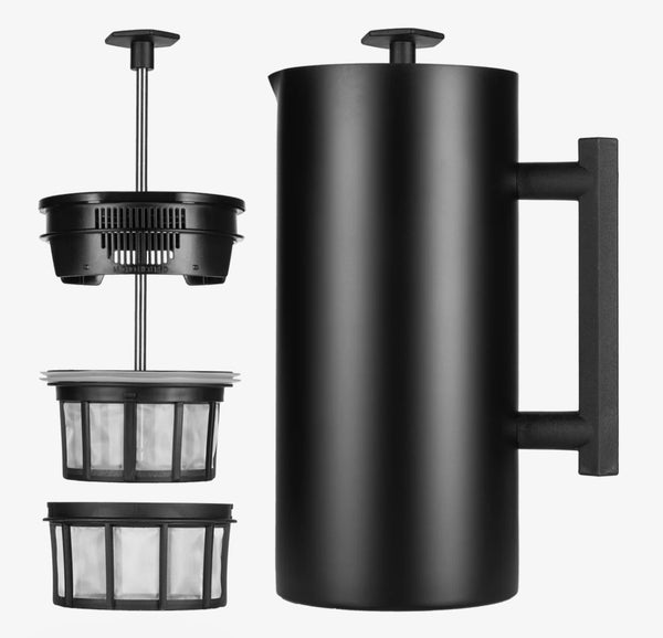 Black Double Wall Double Filter French Press