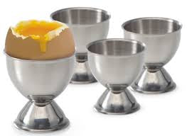 Stainless steel egg cups set a four